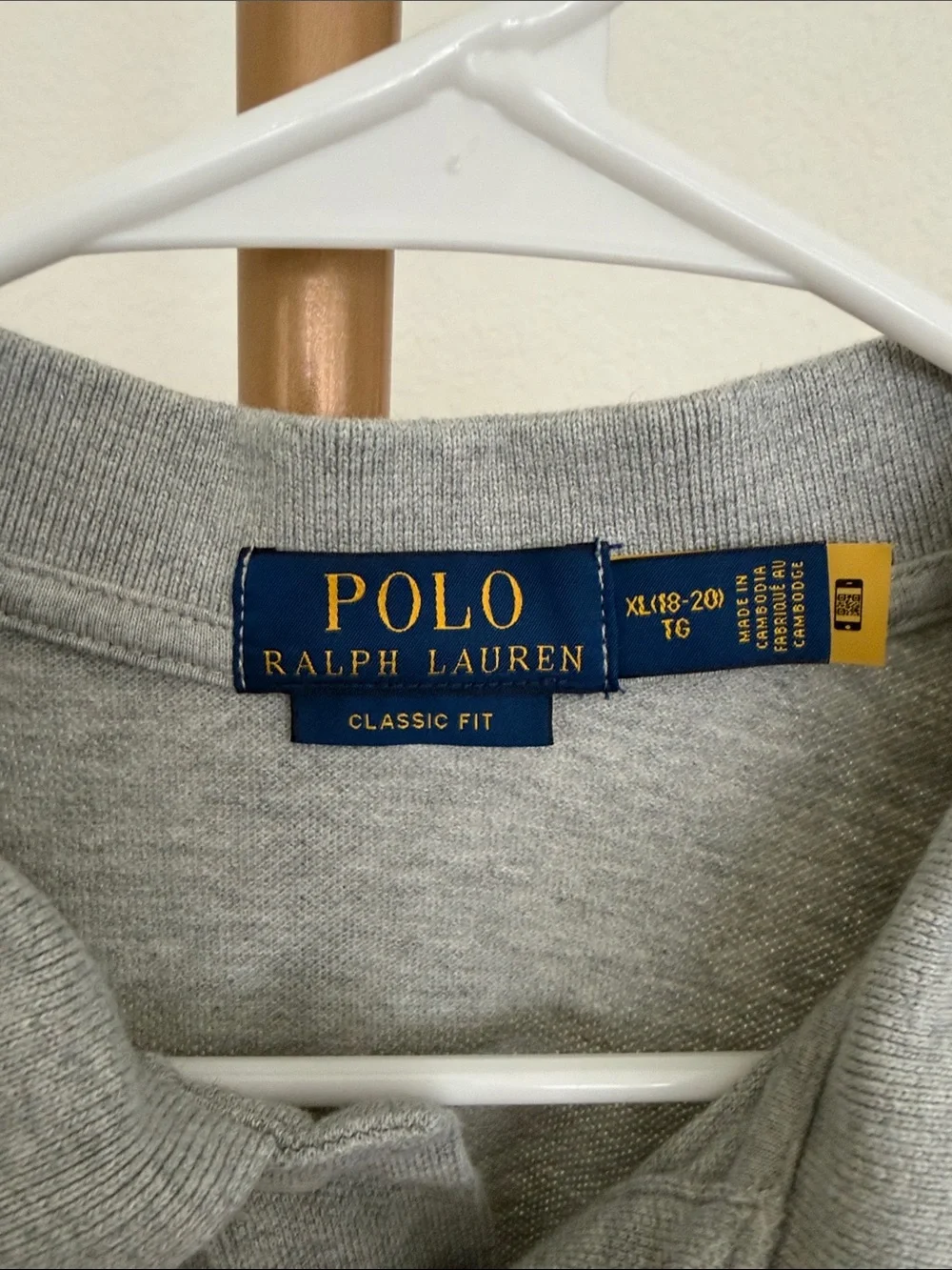 Polo by Ralph Lauren Light Gray Short-Sleeve Pique Polo size XL( 18-20)